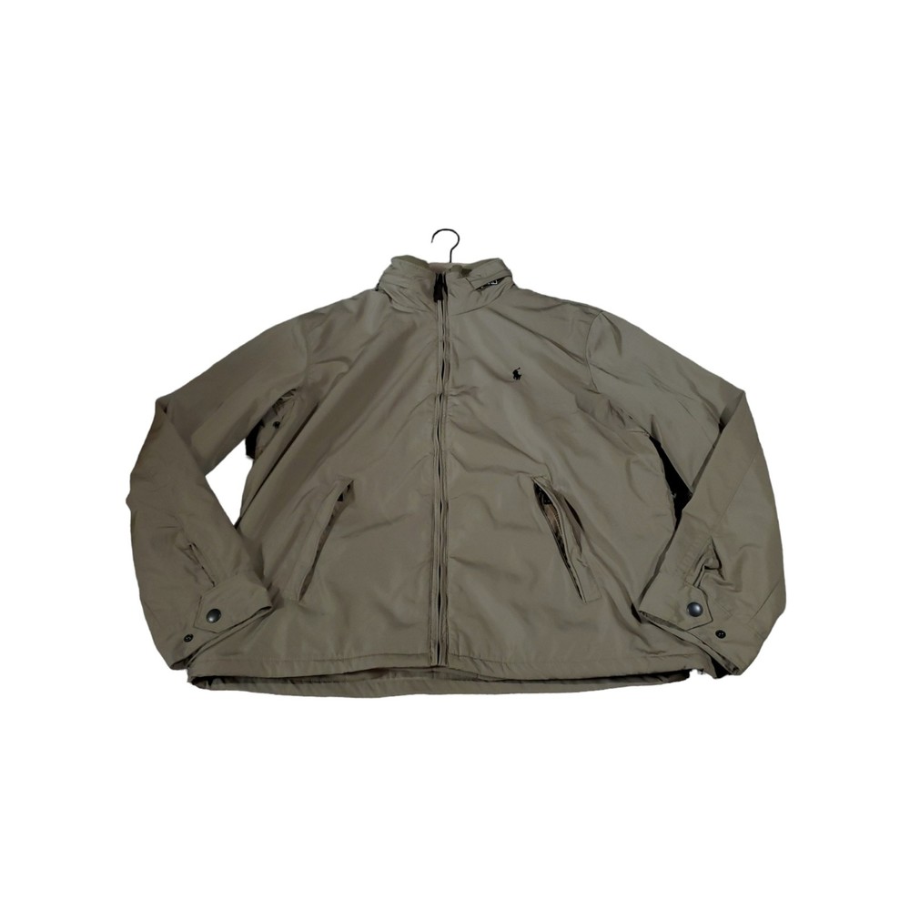 Polo by Ralph Lauren Vintage Fleece Lined Jacket Stowaway Hood Size Large